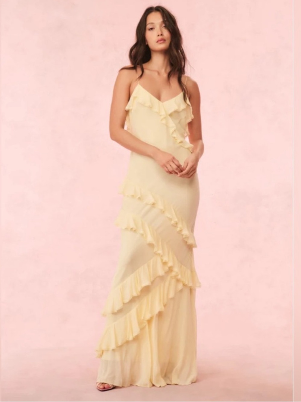 LoveShackFancy Rialto Ruffle Silk Blend Chiffon Maxi Gown Size 10 NEW $795 MSRP - Picture 1 of 7
